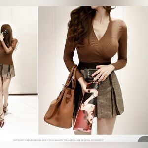 🥰🦊Sexy Soft strechble Ribbed  brown tan color  Sweater